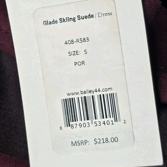 Bailey 44 Glade Skiing Faux Suede Plum Burgundy Sheath Ruffle Dress New Size Sm - Picture 8 of 14